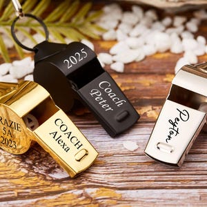 Personalised Whistle personalized Sports Whistle Necklace Personalized Coach and Teacher gift Rope Rugby Football Engraved Whistle Custom