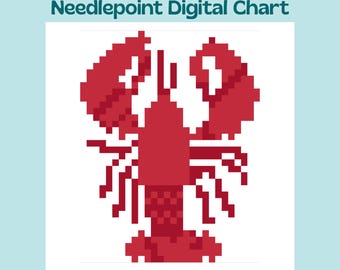 Langosta - Dije para bolso de Nueva Inglaterra - Gráfico digital sobre lienzo bordado