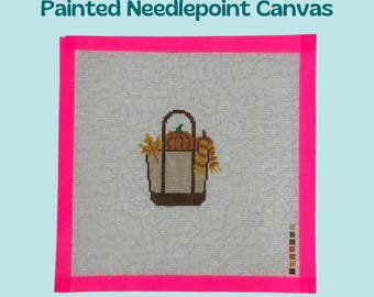 Boat & Tote Fall - Preppy Autumn - Needlepoint Canvas 18 mesh