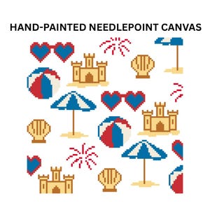 Summer Beach Toile - Needlepoint Canvas 18 mesh