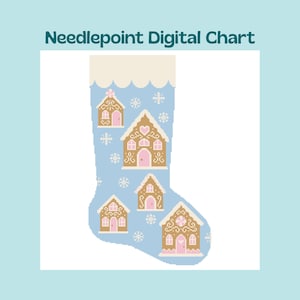 Gingerbread Christmas Stocking - Preppy Christmas - Needlepoint Canvas Digital Chart