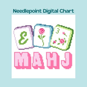 Mahjong - Preppy Tiles - Needlepoint Canvas Digital Chart