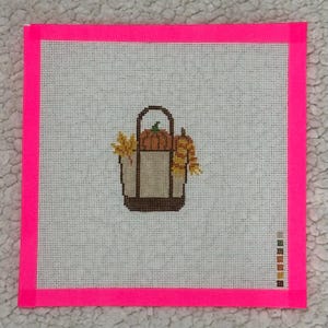 Boat & Tote Fall - Preppy Autumn - Needlepoint Canvas 18 mesh