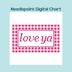 Älskar dig - Rosa Preppy - Digitalt Needlepoint-diagram
