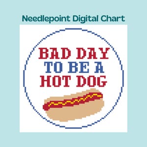 Hot Dog - 4th of July - Needlepoint Canvas Digital Chart