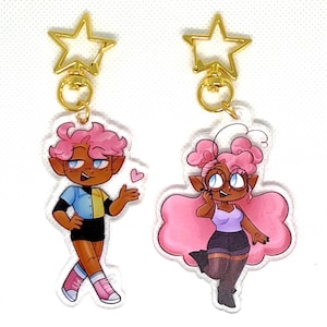 Jax and Azalea acrylic charm keychains - double sided - 2.5 in - Which Witch - original characters