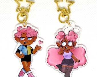 Jax and Azalea acrylic charm keychains - double sided - 2.5 in - Which Witch - original characters