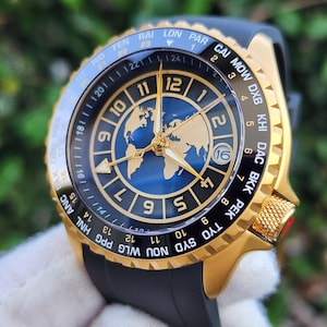 Custom-Made watch mod | The World - Blue | Automatic NH34 GMT movement, Waterproof, Sapphire glass, Ceramic bezel insert