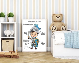 Jungen, volle Rüstung Gottes, DIGITAL-PRINT, Epheser 6, Bibel Druck, Jesus Kunst, Bibel Poster, Rüstung Gottes, Bibelvers Druck, Schild des Glaubens