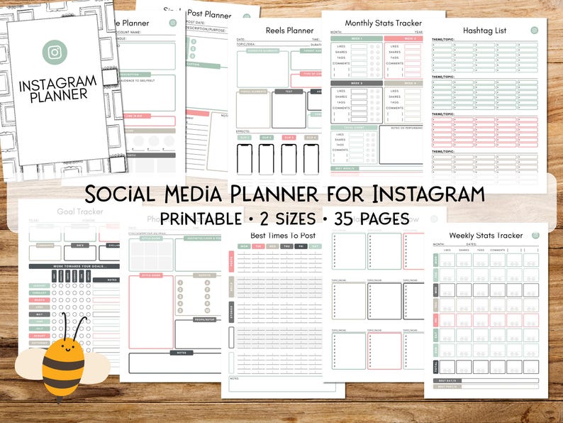 Printable Social Media Planner for Instagram - Etsy