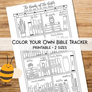 Books of the Bible Coloring Reading Checklist - Printable - Portrait, Tracker/Journal, 1/2 Page + Letter Sizes Included, Instant Download