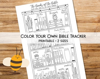Books of the Bible Coloring Reading Checklist - Printable - Portrait, Tracker/Journal, 1/2 Page + Letter Sizes Included, Instant Download