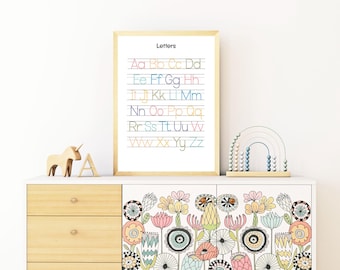 Rainbow Alphabet Posters ABC Printable Prints Kids Room Decor Educational Posters Digital Download Learn to Print Poster