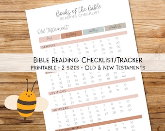 Books of the Bible Reading Plan Checklist for Bible Study for Kids & Adults Christian Activity Printable Scripture Reading Old New Testament