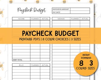 Paycheck Budget, Finance Planner, Printable, PDF, Budget by Paycheck, US Letter, A4, A5, Instant Download , Personal Budget