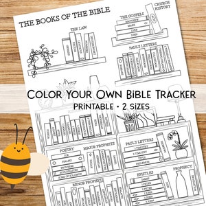 Books of the Bible Coloring Reading Checklist - Printable - Portrait, Tracker/Journal, 1/2 Page + Letter Sizes Included, Instant Download