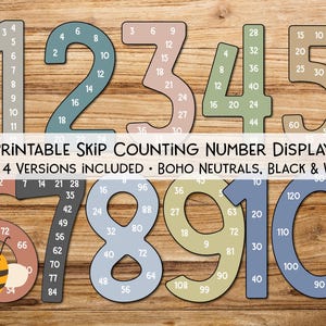 BOHO Skip Counting Large Number Display | Neutral Classroom Decor
