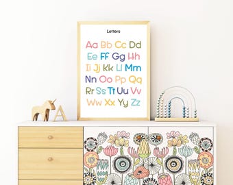 Rainbow Alphabet Posters ABC Printable Prints Kids Room Decor Educational Posters Digital Download