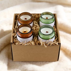 4-Pack Soy Candle Gift Set, 4oz Wood Wick Candles, Natural Scents Variety Box