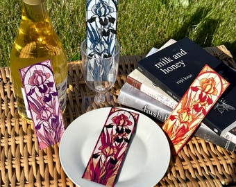 Iris Bookmarks Set of 3 – 3D Printed Floral Stained Glass Style