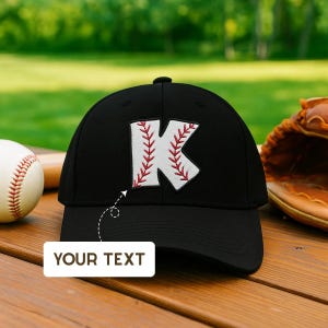 Custom Baseball Letter Hat – Personalized Embroidered Cap with Initial & Optional Text | Baseball Wash Hat or Player Cap for Fans and Teams