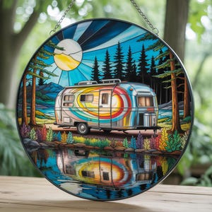 Official Vintage Airstream Trailer &amp; RV Round Sticker Decal - Made In