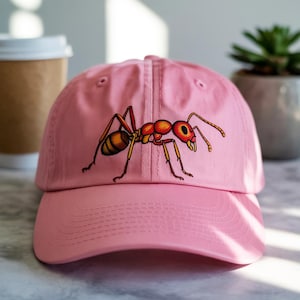 Realistic Ant Side Profile Embroidered Hat