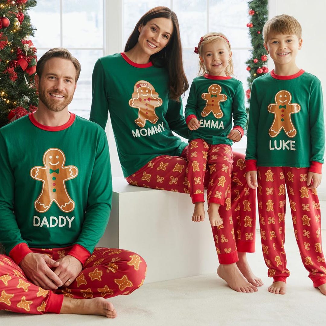 Gingerbread Pyjamas Personalized Christmas Gingerbread Man Family Pajamas Set, Custom ...