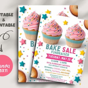 EDITABLE Bake Sale Flyer, Printable PTA, PTO Flyer, School Family Fundraiser Event, Team Sports Center, Church Printable Digital Invitation