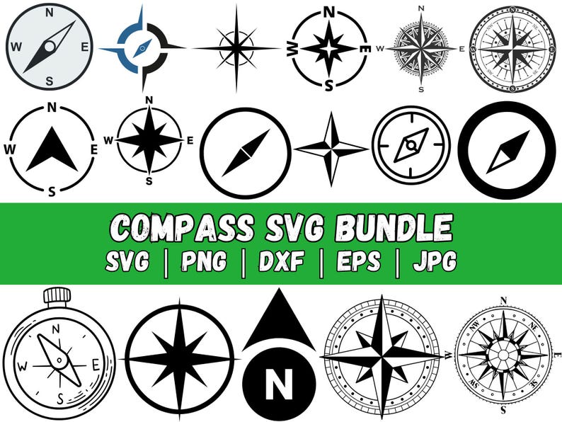 Direction Indicator Composs Compass SVG Bundle: Nautical Compass Rose Clipart (digital Download) - Etsy