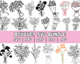 Floral Bouquet SVG Bundle: Botanical PNG, Cricut & Silhouette (Digital Download)