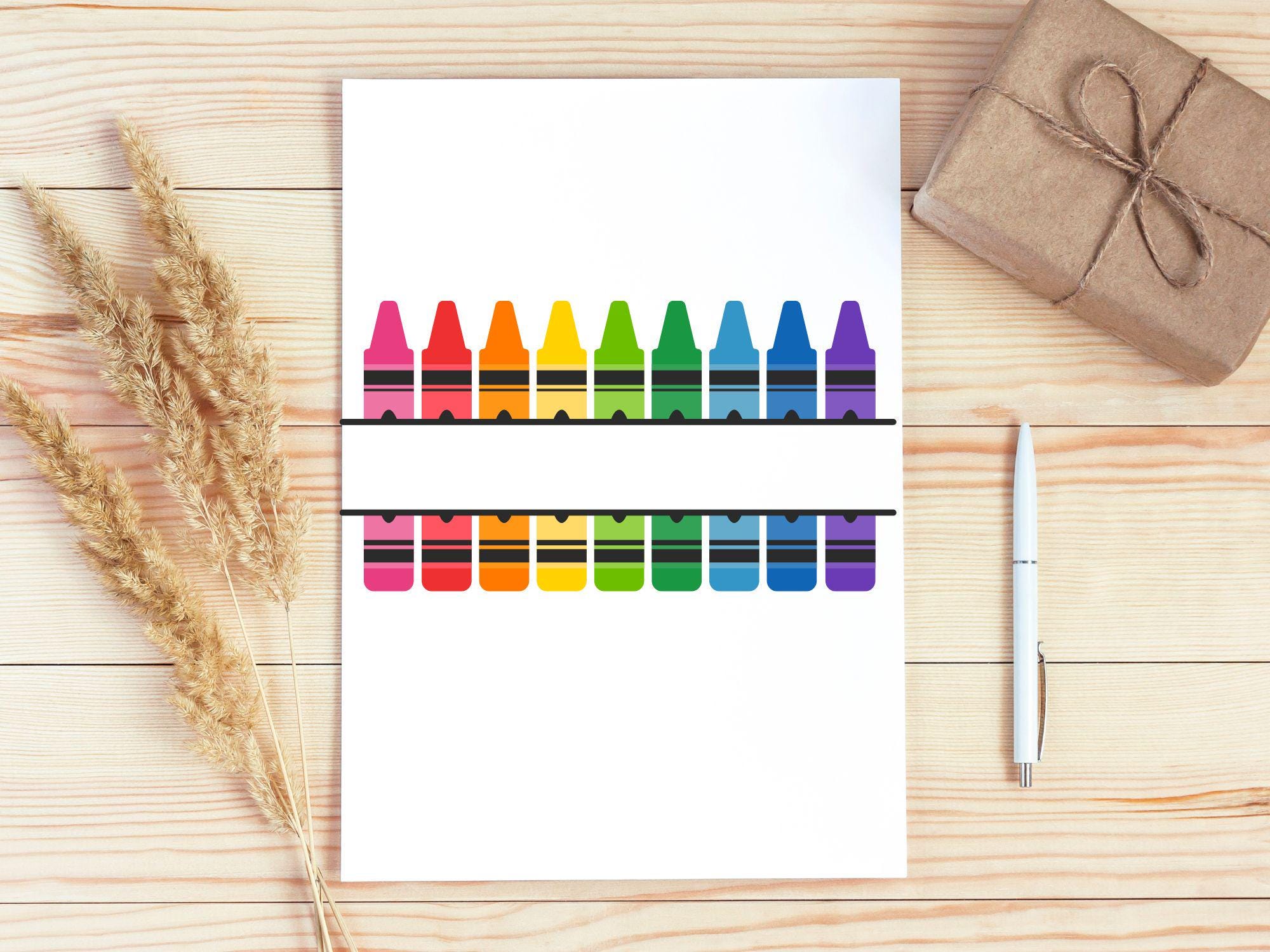 Crayon Split Monogram Svg, Teacher Svg, Crayon Svg Crayon Set Svg Cut ...