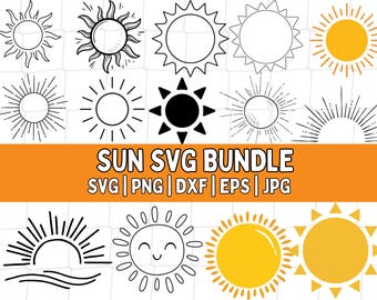 Sun SVG Bundle: Sunrise Silhouette Cut Files (Digital Download)