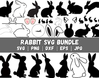 Kaninchen SVG Bundle: Cricut Schnitt Dateien, Clipart (digitaler Download)