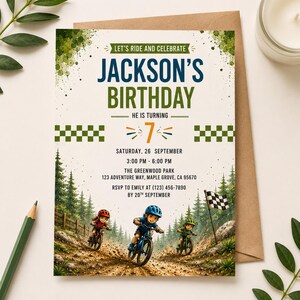 Bike Birthday Invitation Template, Bicycle Birthday Party Invite, Let's Ride Birthday, Editable Canva Template, Printable Invite image 7