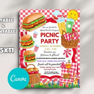 Company Picnic Flyer Editable Canva Template, Family Picnic fundraiser invitation, Customer Appreciation flyer
