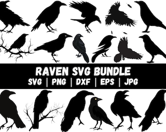 Raven Silhouette: Vector SVG, PNG, DXF Files (Digital Download)