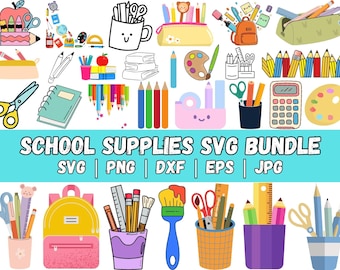 School Supplies Clipart Set: Teacher Graphics, Back to School (SVG & PNG) (Digital Download