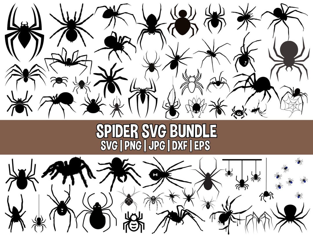 Black Spider SVG Bundle: Spider Clipart, Cut Files (digital Download ...