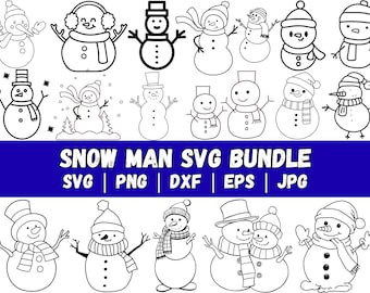 Snowman SVG Bundle: Christmas Clipart, Cut Files (Digital Download)