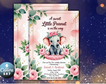 Elephant Baby Shower Invitation: Little Peanut Theme (Printable & Digital)