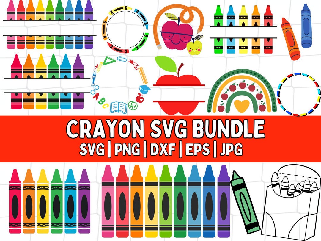 Crayon Split Monogram Svg, Teacher Svg, Crayon Svg Crayon Set Svg Cut ...