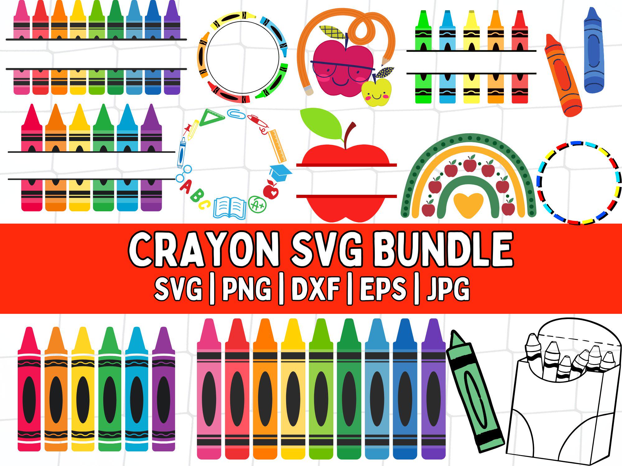 Crayon Split Monogram Svg, Teacher Svg, Crayon Svg Crayon Set Svg Cut Files for Cricut and Silhouette, Svg, PNG, JPG Instant Download