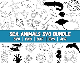 Sea Animals SVG Clipart: Ocean Life Cut Files (Digital Download)