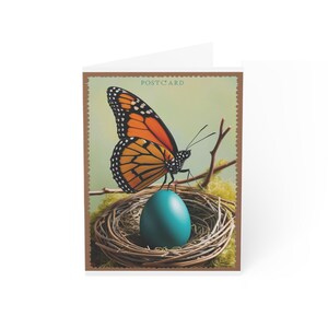 Conjunto de cartões de felicitações inspirados na natureza - Celebre a vida com um lindo design de borboleta, cartões postais ecológicos, papelaria artesanal, exclusivo