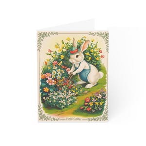 Vintage Hasen Grußkarten, Frühlingskarten, Blumenkaninchen, Ostergrüße, Set mit 1-50 Karten, Perfekt für Feierlichkeiten
