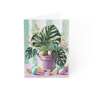 Ensemble de cartes de voeux de Pâques, cartes botaniques printanières, cartes de correspondance personnalisées, décoration de Pâques, papeterie festive, étiquettes cadeaux