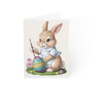 Wunderliche Häschen-Ostern-Grußkarten, niedliche Häschenkarten, Feiertagskarten, Frühlingsfestkarten, weiße Häschenkunst, Familie und Freunde Gruß