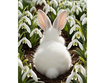 Spring Bunny Poster, Easter Decor, Botanical Wall Art, Nature Print, Cute Rabbit Art, Home Decoration