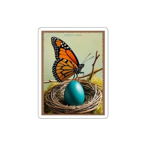 Adesivi fustellati a forma di nido di farfalla / Adesivi colorati per laptop, decorazioni primaverili, regali artistici, adesivi ecologici, estetica della natura